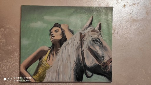 Zdjęcie oferty: Obraz olejny 50x60 kobieta, koń 