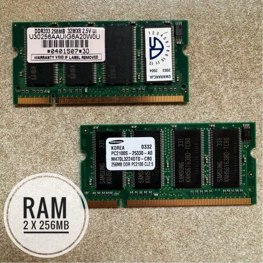 Zdjęcie oferty: Pamięć RAM 2x256MB