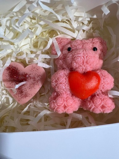 Zdjęcie oferty: Zestaw świec prezent miś serce handmade