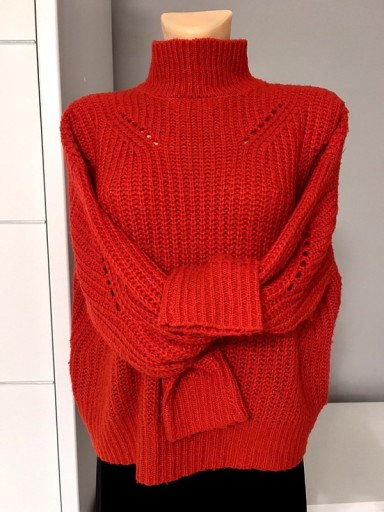 Zdjęcie oferty: Sweter półgolf gruby ciepły czerwony Pieces S 