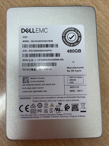 Zdjęcie oferty: Dysk DELL EMC SSD HYNIX SE5110 480GB 2,5' SATA III