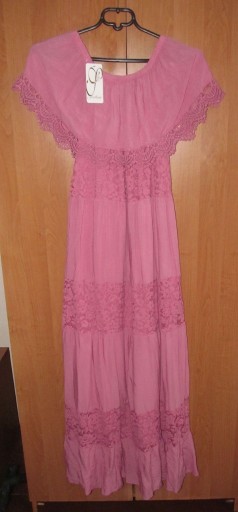 Zdjęcie oferty: Piękna suknia różowa hiszpanka koronka falbana L
