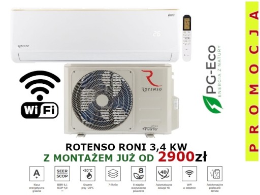Zdjęcie oferty: Rotenso Roni 3,4 Kw z montażem klimatyzator 