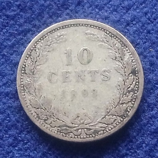 Zdjęcie oferty: A132 Holandia 10 centów 1893 Wilhelmina