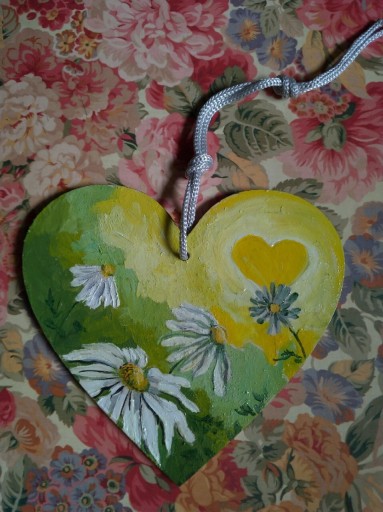 Zdjęcie oferty: Serce kwiaty koniczyna obraz olejny handmade