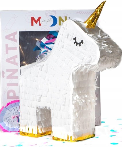 Zdjęcie oferty: Piniata jednorożec + maska i konfetti, 31x37cm