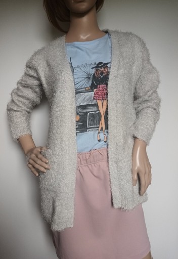 Zdjęcie oferty: Damski sweter kardigan, długi, szary, r M/38