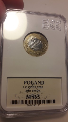 Zdjęcie oferty: 2 złote 2020 GCN MS65 Mint Error NGC PCGS