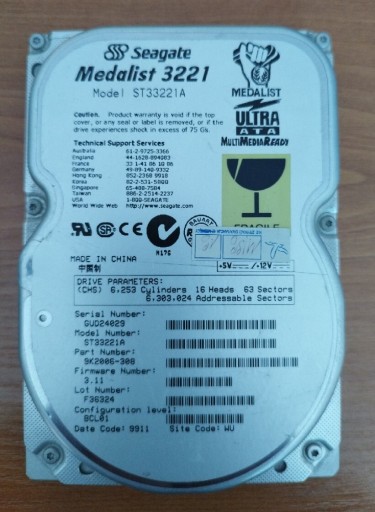 Zdjęcie oferty: Dysk HDD SEAGATE ST33221A 3,3 GB