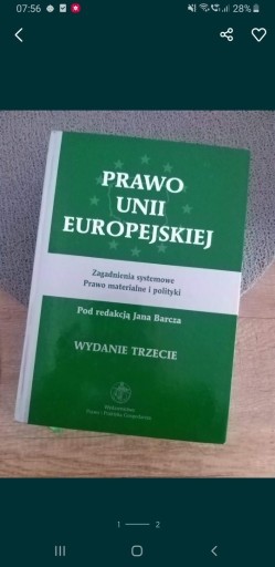 Zdjęcie oferty: Prawo Unii Europejskiej Jan Barcz wydanie trzecie