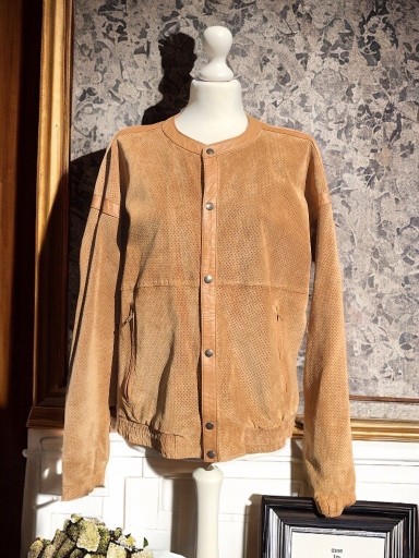 Zdjęcie oferty: Skórzana kurtka Vintage Hollies, ażurowy zamsz, L