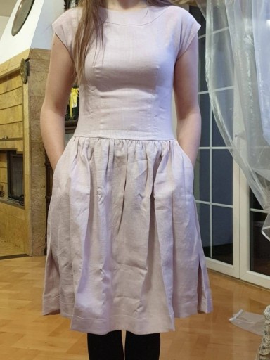 Zdjęcie oferty: Różowa sukienka lniana S