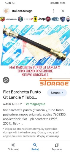 Zdjęcie oferty: Przewód hamulcowy elastyczny punto barchetta