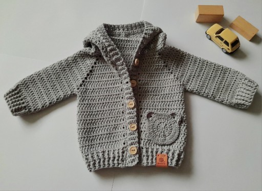 Zdjęcie oferty: Sweterek z kapturem niemowlęcy Handmade kardigan