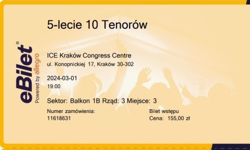 Zdjęcie oferty: Bilety_Koncert 10 tenorów_Kraków