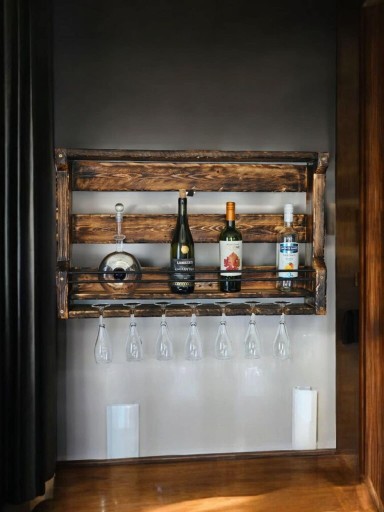 Zdjęcie oferty: Stojak Półka wisząca na kieliszki i butelki wina z drewna 