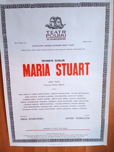 Zdjęcie oferty: Afisz -"Maria Stuart" Teatr Polski 1979 r 