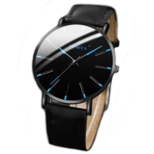 Zdjęcie oferty: Męski zegarek na skórzanym pasku Czarny biznesowy