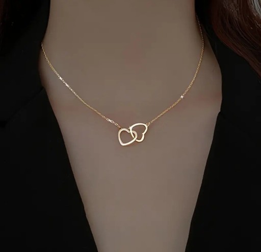 Zdjęcie oferty: Złoty łańcuszek z dwoma sercami 