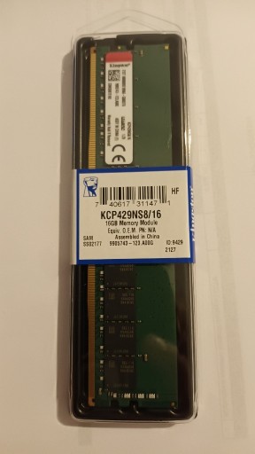 Zdjęcie oferty: Pamięć Kingston 16GB DDR4 2933Mhz KCP429NS8/16