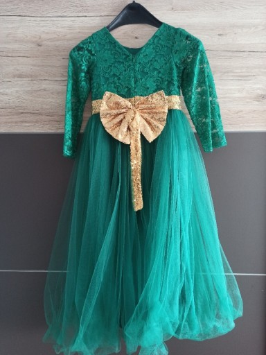 Zdjęcie oferty: Suknia balowa na wesele tiul złota kokarda koronka