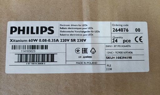 Zdjęcie oferty: Zasilacz Philips Xitanium 60W 0.08-0.35A 220V