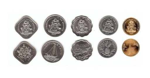Zdjęcie oferty: BAHAMAS COMPLETE FULL COIN SET 1+5+10+15+25 Cents 