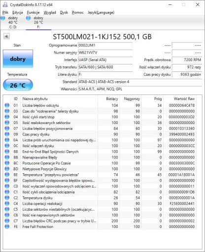 Zdjęcie oferty: Seagate ST500LM021 500GB