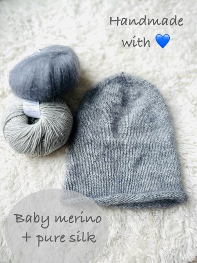 Zdjęcie oferty: Ręcznie robiona wełniana czapka - baby merino 