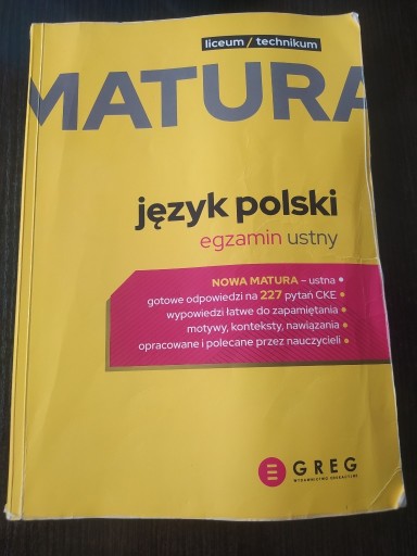 Zdjęcie oferty: Matura 2023 LO/TECH - Język polski egzamin USTNY
