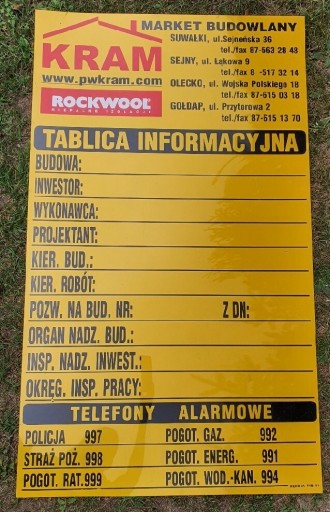 Zdjęcie oferty: Tablica informacyjna budowlana