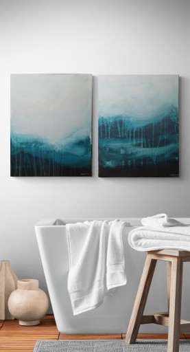 Zdjęcie oferty: Obrazy ręcznie malowane na płótnie - dwa 40x50 cm - abstrakcyjny pejzaż