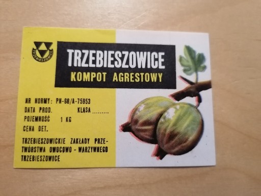 Zdjęcie oferty: Etykieta kompot agrestowa Trzebieszowice