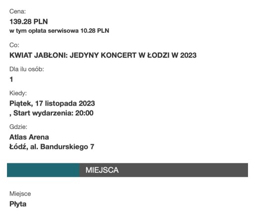 Zdjęcie oferty: Bilety / Kwiat Jabłoni / 17.11.2023