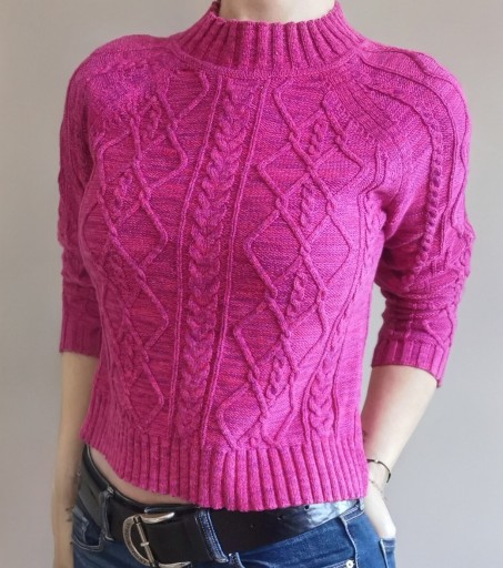 Zdjęcie oferty: Sweter zimowy GAP, 100% bawełna, różowy melanż magenta, roz. XS / 34