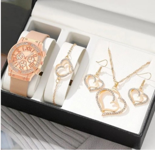 Zdjęcie oferty: Zegarek Rose Gold na pasku + biżuteria