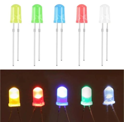 Zdjęcie oferty: 100 sztuk 5mm diody LED DC 3V 20mA okrągłe