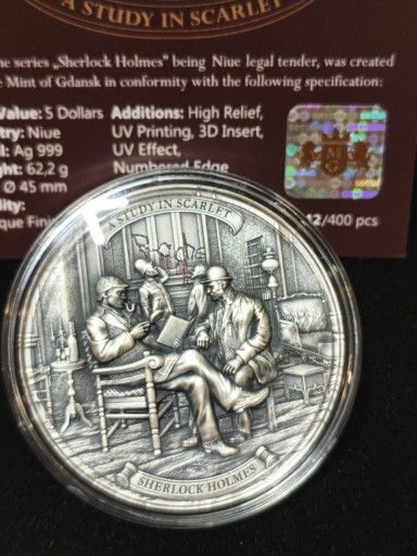 Zdjęcie oferty: 2023 Niue Sherlock Holmes - Studium w Szkarłacie 2oz