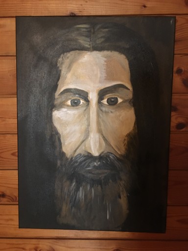 Zdjęcie oferty: Obraz malowany Jezus z całunu, akryle 50x70