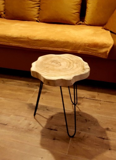 Zdjęcie oferty: Stolik kawowy plaster drewna metal loft czarny mat