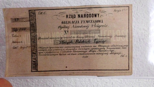 Zdjęcie oferty: 1000 zł 1863 - Powstanie Styczniowe Rząd Narodowy 