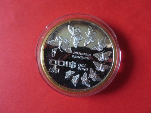 Zdjęcie oferty: MEKSYK WWF 1987 100 pesos srebro 720 motyle