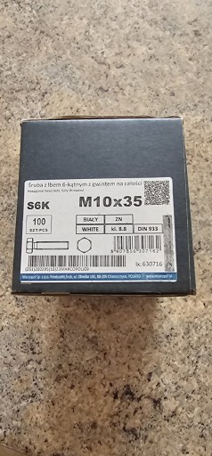 Zdjęcie oferty: Śruby z łbem 6-kątnym M10x35 8.8 1.6kg nowe DIN 933 ocynk