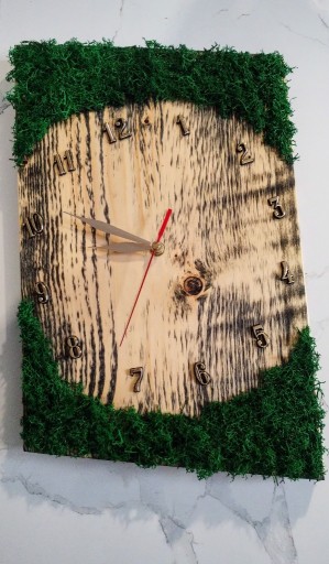 Zdjęcie oferty: Duży zegar ścienny drewniany mech chrobotek nowy