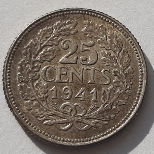 Zdjęcie oferty: Holandia 25 centów 1941, srebro