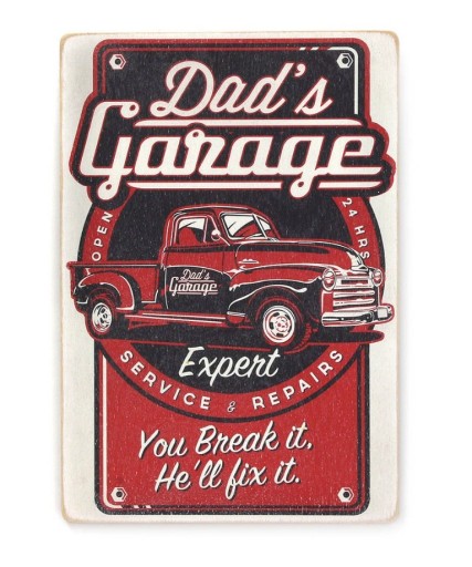 Zdjęcie oferty: Drewniany poster "Dad's garage. Art"