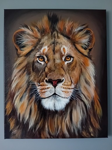 Zdjęcie oferty: Lwia siła na płótnie. Obraz akrylowy 50x40