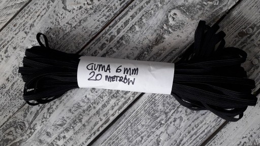 Zdjęcie oferty: GUMA GUMKA płaska czarna 6 mm do maseczek 20 m