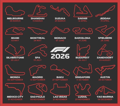 Zdjęcie oferty: Model 3D Kalendarz Formuły 1 2026 – pełny sezon, 24 GP, druk