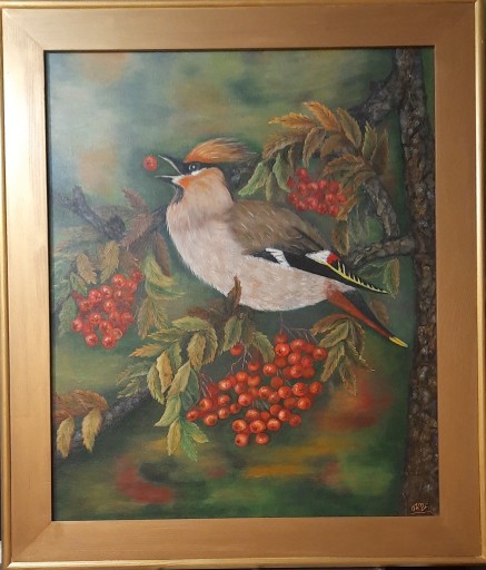 Zdjęcie oferty: Obraz-"Jemiołuszka",akryl na płótnie 60x50 cm.